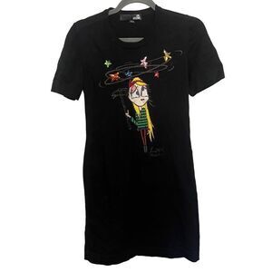 Love Moschino Black Knit  Embellished Stars Hammer  Mini Dress Size 4